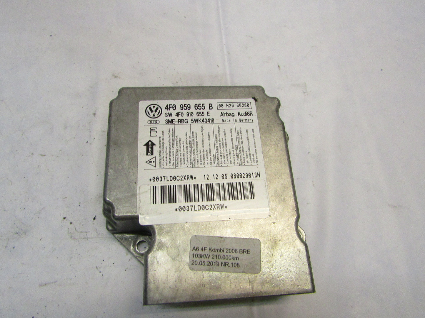 Airbag Steuergerät Audi A6/S6 4F Bj 2004-2011 4F0959655B